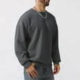 thumbnail image 5 of hopeusnice Men's Solid Color Long Sleeve Crew Neck Sweatshirt Basic Ribbed Knitted Jumper Tops Gray XXL, 5 of 6