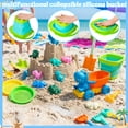 thumbnail image 4 of sixwipe 20 Pcs Beach Toy Set with Storage Bag & Dinosaur Toys, Plastic Sand Play Kit with Sifter Shovels and Folding Bucket, Sandbox Toys for Garden Pool Beach Fun, 4 of 8
