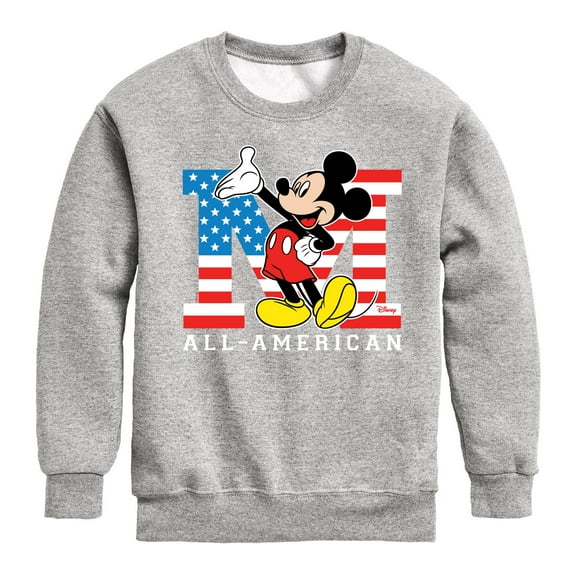 Disney - Americana - Mickey Flag All American - Toddler And Youth Crewneck Fleece Sweatshirt