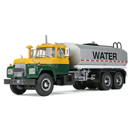 Mack R Water Tank Truck Yellow/Green/Silver 1/34 Diecast Model Car by First