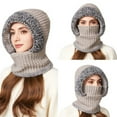 thumbnail image 5 of 3 In 1 Beanie Hat With Scarf And Mask Warm Scrub Caps Women Womens Scarves Wool Face Masks Grey, 5 of 9