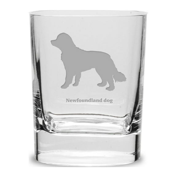 Newfoundland Dog Luigi Bormioli 11.75 oz Square Round Double Old Fashion Glass