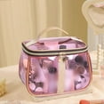 thumbnail image 2 of Large Capacity Portable Retro Vanity Makeup Organizer for Travel Transparent Toiletry Storage for Ladies, 2 of 4