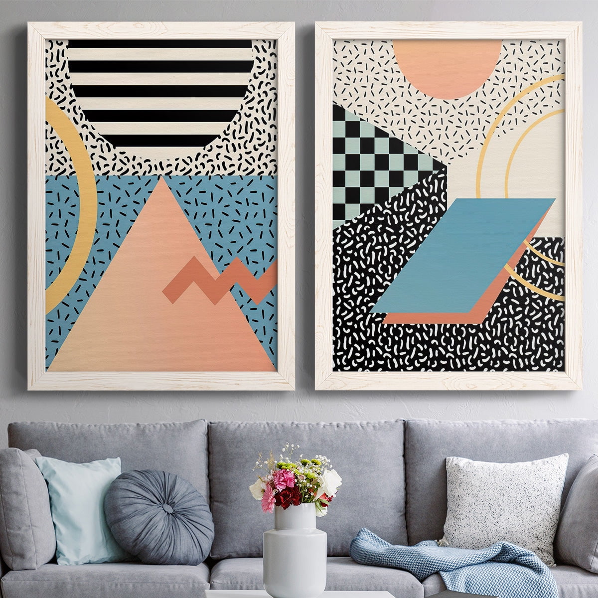 Modern Memphis I - Premium Framed Canvas 2 Piece Set - Ready to Hang