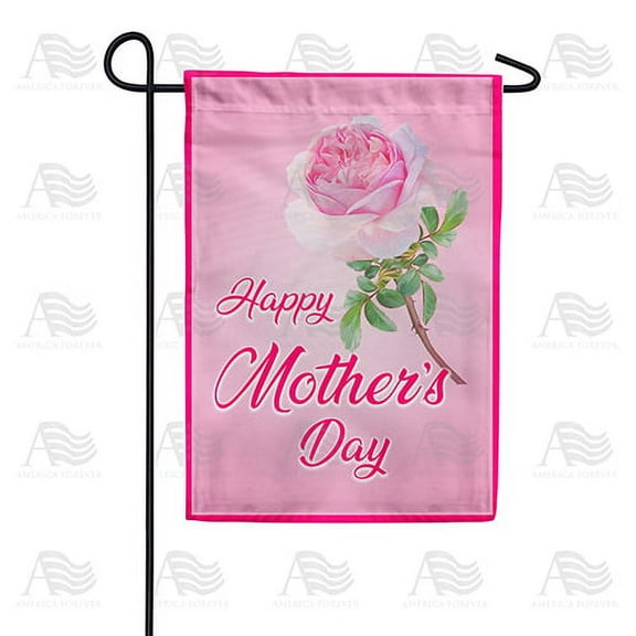 America Forever Happy Mother's Day Pink Rose Garden Flag 12.5 x 18 inches Best Mom Ever Double Sided Holiday Seasonal Yard Outdoor Decorative I Love You Mom Flag