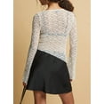 thumbnail image 7 of Nygoyerh Women's Crop Tops Keyhole Lace Tops Long Sleeve Crew Neck Tie-up Front Slim Fit T-Shirts Blouses Trend Clothes, 7 of 7