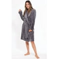 thumbnail image 2 of Plush Soft Lightweight, Robe for Women Fleece Bathrobe for Women, Comfy Women's Robe Short - Shawl - Adult Sleepwear Loungewear - Gray - Medium, 2 of 10