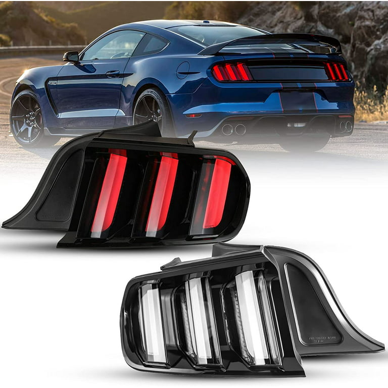 For 2015-2022 Ford Mustang Euro Style LED Tail Lights W/ Sequential Turn  Signals Clear Lens