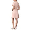 thumbnail image 3 of INSPIRE CHIC Short Sleeve Dress for Women's V Neck Petal Sleeve Dressy Casual Midi Dresses with Belt M Pink, 3 of 6