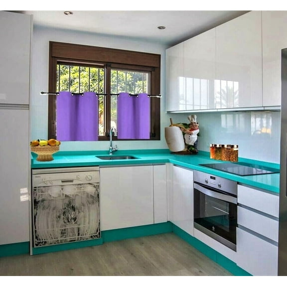 K30 2 Panels Lilac thermal short curtain blackout 100% privacy for kitchen bathroom decor with grommets top size 28" wide X 36" length each panel