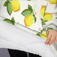 thumbnail image 3 of Oversized Wearable Blanket Hoodie,Yellow Lemon Fruit Flowers White Pattern Sherpa Blanket Hoodie with Super Pockets,Super Warm Fuzzy Pullover for Women & Men, 3 of 6