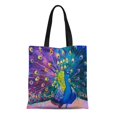 thumbnail image 1 of JSDART Sac en Toile Réutilisable Sac de Courses Bleu Peinture à l'Huile Originale sur Toile Arbre de Champ de Lavande Sac Moderne Coloré, 1 of 1