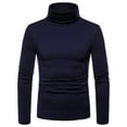 thumbnail image 1 of ITFABS Men Long Sleeve Pullover, Turtle Neck T-shirt, Solid Color Slim Fit Tops, 1 of 3