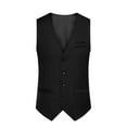 thumbnail image 2 of Dress Suit Vests for Men with Pockets Button-Down V Neck Sleeveless Business Work Waistcoats Formal Solid Slim Wedding Tuxedos Vest, 2 of 8