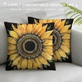 thumbnail image 3 of Orinice Sunflower Graphic Decorative Cotton Linen Pillow Cover for Home Couch Living Room Bed Sofa 18x18in, 3 of 5