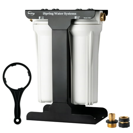 

iSpring CW21 2-Stage Whole House Water Filtration System for RV Sediment Filter + CTO Carbon Block Filter Tankless High Capacity BPA Free