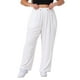 thumbnail image 1 of Pantalones Palazzo de Talla Grande para Mujer GRACE & GRANDEUR, Ajustados, de Cintura Alta, de Pierna Ancha con Bolsillo 1X Blanco, 1 of 1