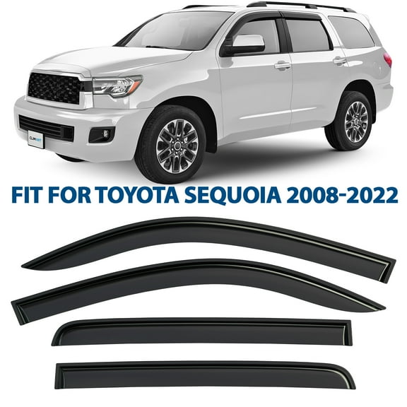 CLIM ART Incredibly Durable Rain Guards for Toyota Sequoia 2008-2022, Original Tape-on Window Deflectors, Vent Deflector, Window Visors, Car Accessories, 4 pcs. - 408397
