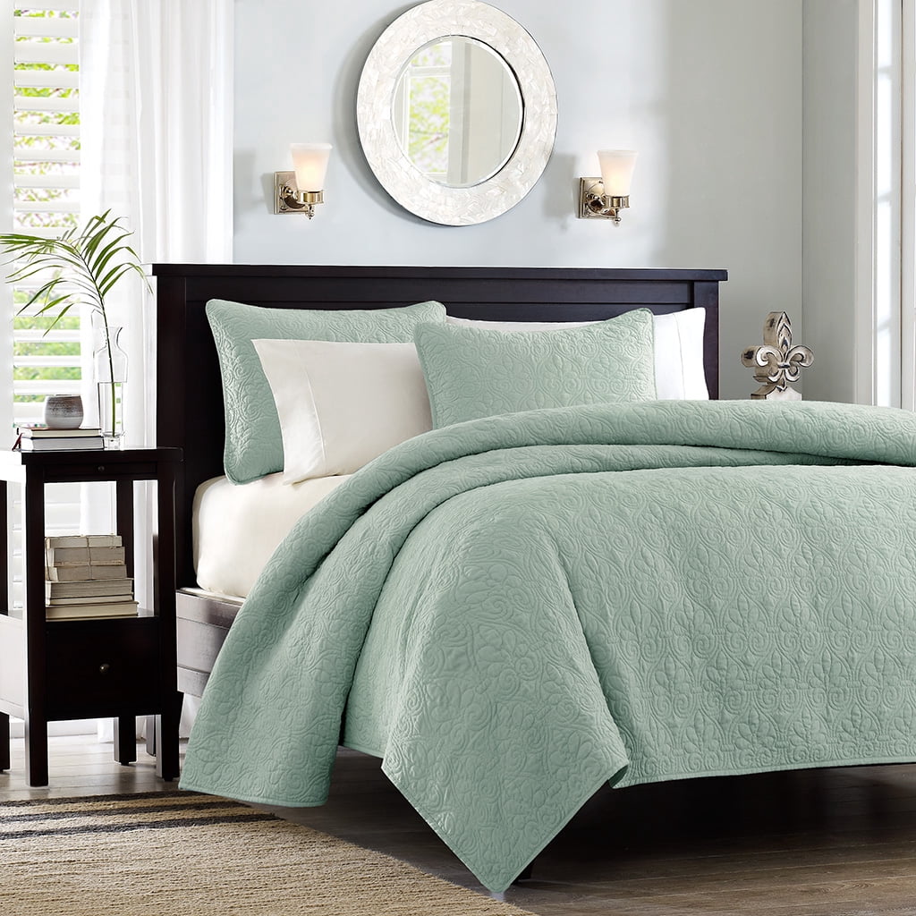 Madison Park King/Cal King Quebec 3-Piece Reversible Quilt Set, Seafoam