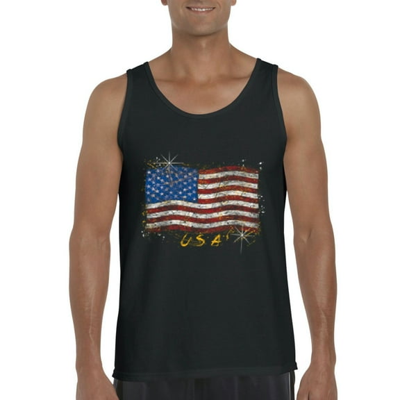 Artix - Men's Tank Top for Men - American Flag USA in Gold