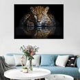 thumbnail image 3 of Mudket Leopard Reflection Black Background Canvas Wall Art, Modern Minimalist Wall Pictures for Living Room Print for Entryway Foyer Home Decor, Framed Ready to Hang - 12"L x 8"W, 3 of 9