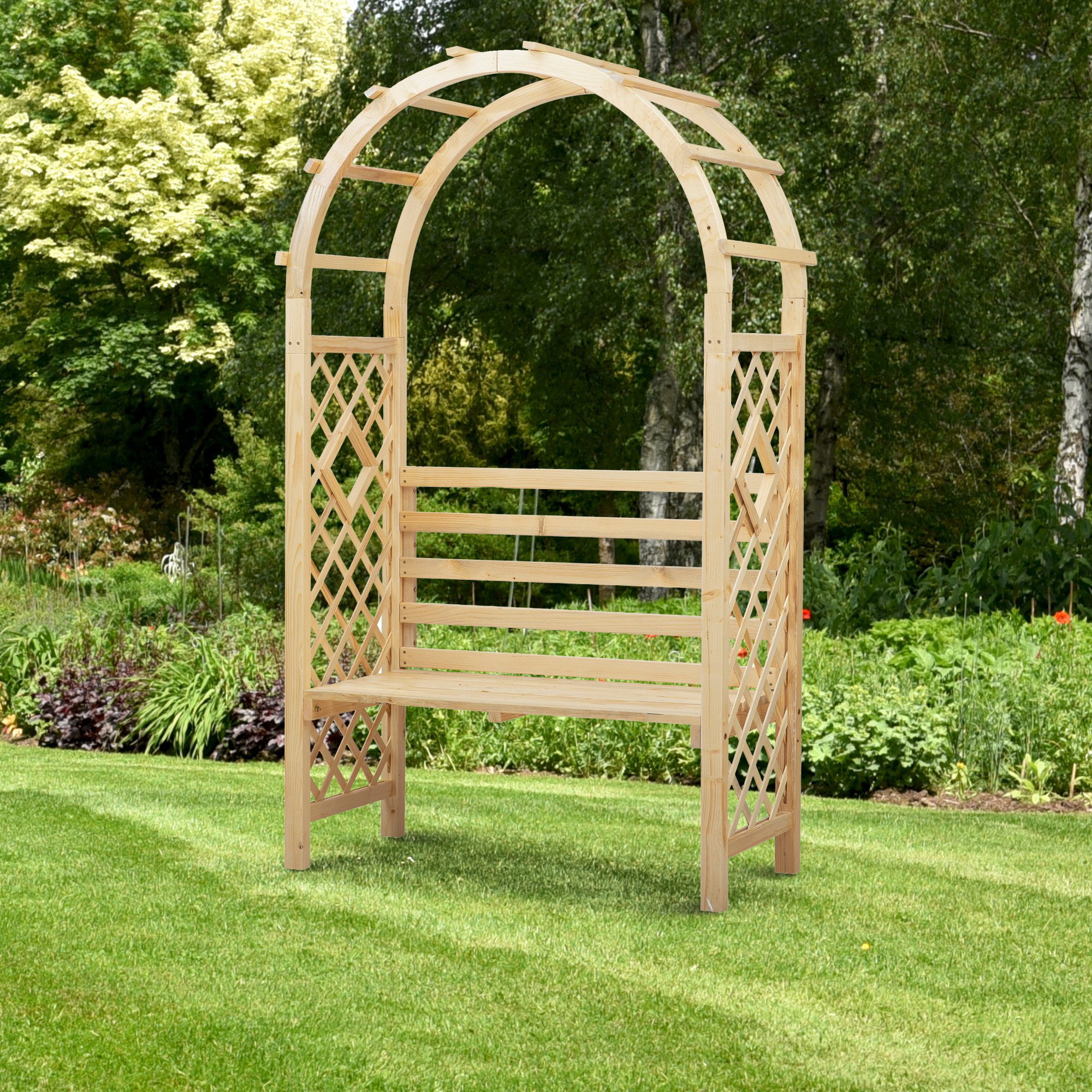 Wooden Metal Garden Arch Gate Arbour Rose Pergola Archway Patio Climbing Plant 