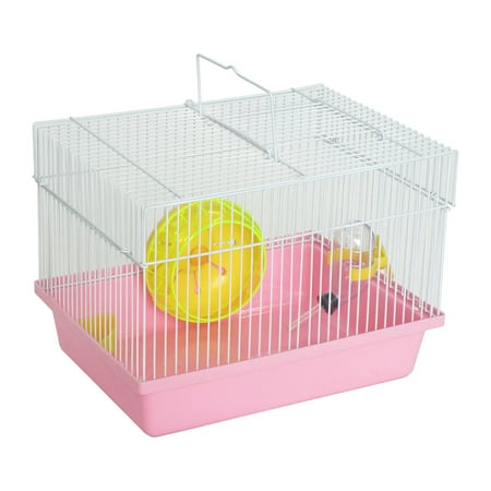 YML Single Story Dwarf Hamster Cage with Small Wheel/Dish and Water Bottle/Plastic Base