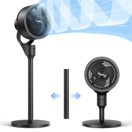 DREO Fan for Bedroom, 90 ft Powerful Airflow, 20 dB Ultra Quiet, 90° Oscillating Standing Fan, Whole Room Cooling, DC Motor, 8 Speeds, 3 Modes, 38-42" Height, 8H Timer, 105° Tilt