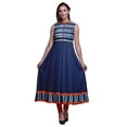 thumbnail image 1 of Bimba Kurti Longue Indigo Blue4 Shibori Indienne pour Femmes Tenue de Fête Imprimée Sans Manches Robe Anarkali Kurti Petite, 1 of 6