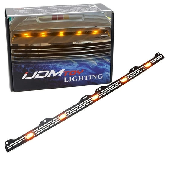 Clear Lens Amber Yellow Full LED Front Upper Hood Bulge Insert Replacement Lighting Kit For Toyota 2014-2021 Tundra