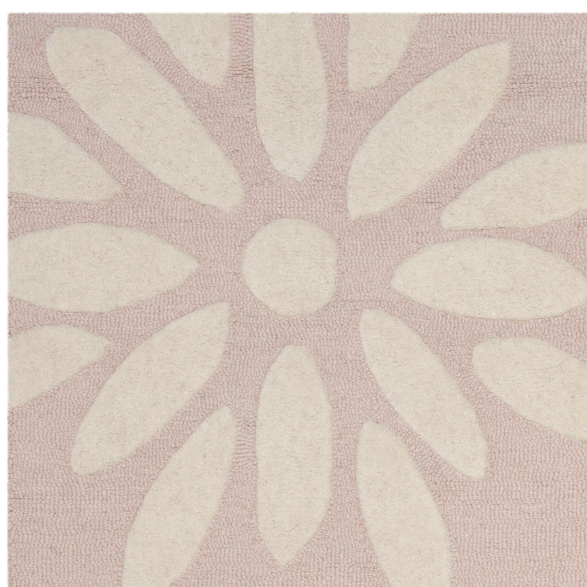 SAFAVIEH Kids Daisy Flowers Wool Area Rug, Pink/Ivory, 3' x 5'