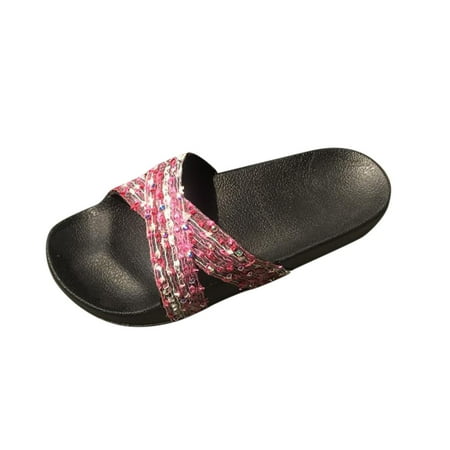 

knqrhpse slippers for women Summer Fashion Cross Rainbow Comfortable Sandals Flat womens slippers house slippers for women