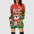thumbnail image 2 of zaveiop Christmas Hooded Sweatshirt Dress Women Long Sleeve Above Knee Midi Xmas Apparel with Pockets Santa Festive Outfits (Dark Green, S), 2 of 4