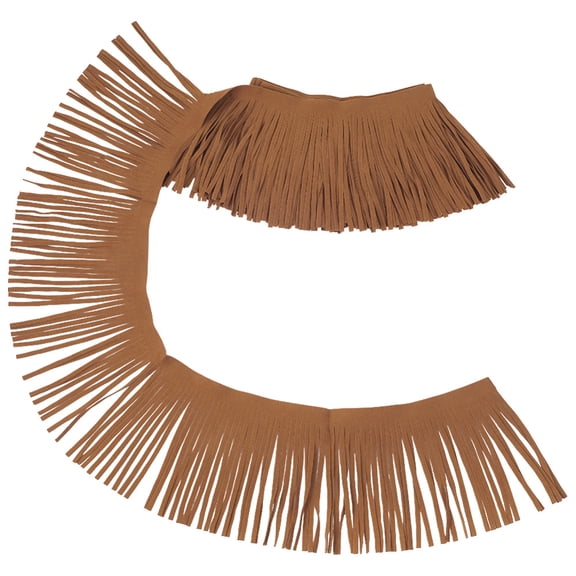2.2 Yard Suede Fringe Trim 3.7 Inch Brown Double Side PU Leather Tassel Trim Dance Skirt Tassel Sewing Wrap Cover Fringe DIY