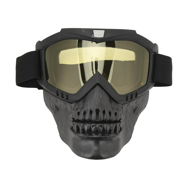 Casque de moto avec tête de mort, lunettes de protection pour motocross, VTT, tout-terrain, course, hommes et femmes, jaune
