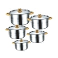 thumbnail image 4 of Juego de ollas para sopa de 5 piezas, olla para Fideos fácil de limpiar con tapa, juego de utensilios de cocina, olla de inducción para restaurante y Manijas de oro, 4 of 8