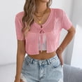 thumbnail image 2 of yillto Womens Crop Cover up Open Front Lightweight Summer Cardigans Short Sleeve Crochet Coverups, 2 of 7