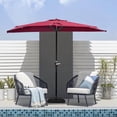 thumbnail image 6 of Simenmax 9 FT Half Umbrella Outdoor Patio, Scalloped Half Umbrella with Crank, Space-Saving Design for Poolside, Terrace,Red, 6 of 9