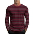 thumbnail image 2 of Zylanna Men's T-Shirts Tee, Striped Long Sleeve Crew Neck Breathable Tops for Activewear Sports Red, 2 of 5