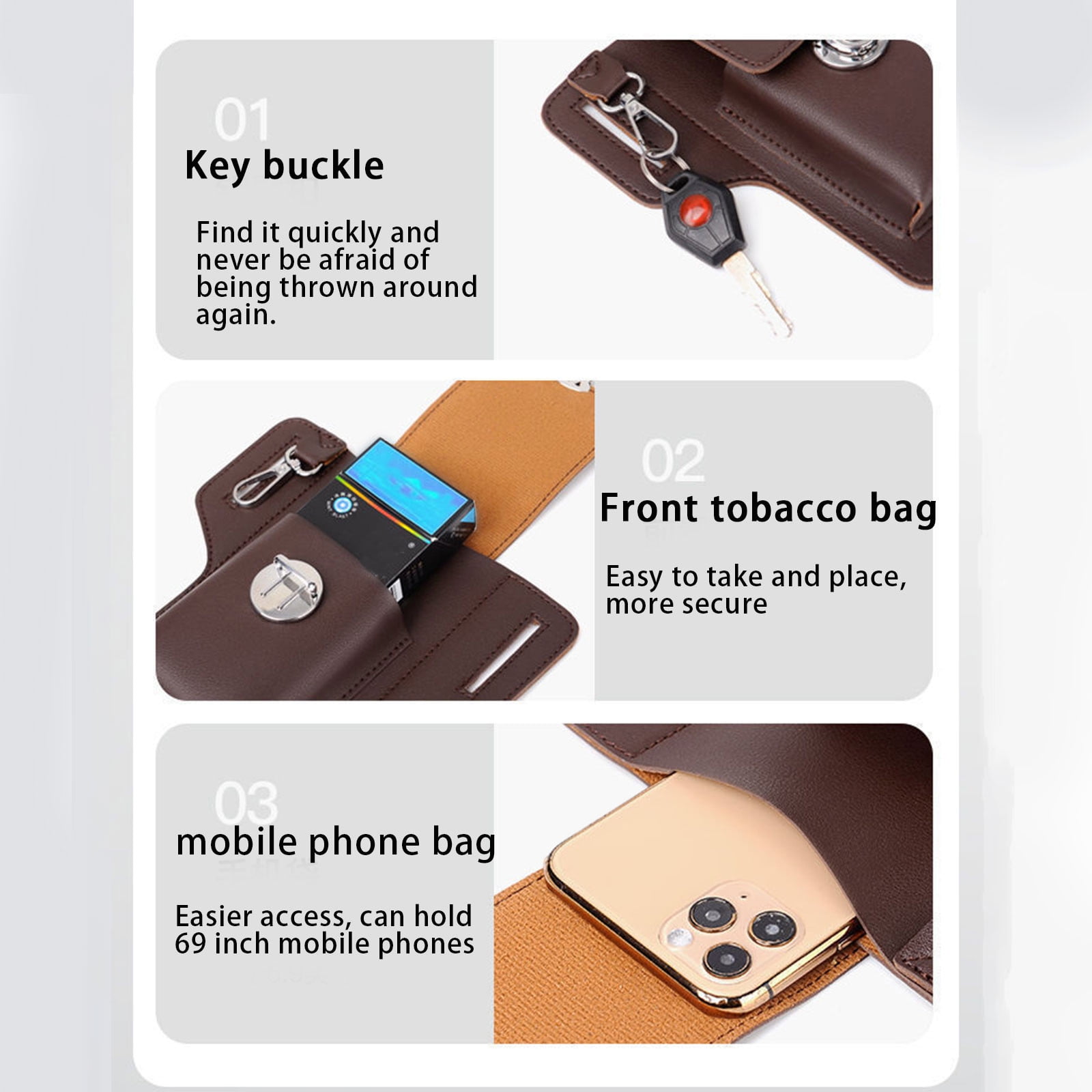 EGNMCR Leather Phone Case With Belt Clip Flip Cover Phone Case For Cell Phone Belt Holder Universal Phone Pouch For Smartphone on Clearance