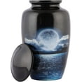 thumbnail image 4 of Cremation Urns for Human Ashes | Crafted Memorial for Cherished Remains | Beautiful Design Funeral Pot for Pets Loss & Loved Ones. 10.5" Aluminum | 200 Cubic Inches (Large Adult) Moon., 4 of 5