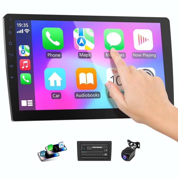 Estéreo Automotriz Double Din Inalámbrico Haudio 10.1" con Bluetooth, CarPlay y Android Auto Inalámbricos, Cámara de Reversa, Navegación GPS