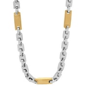 Mens Two-Tone Stainless Steel Flat Link Chain Necklace