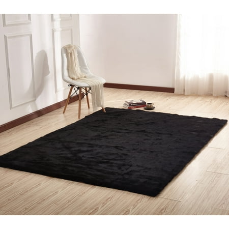 Animal Fur Area Rug In Black With Suede Backing One Inch Pile Animal Fur Area Rug In Black With Suede Backing One Inch Pile Height Thickness Made