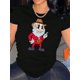 thumbnail image 1 of Camiseta con estampado de Papá Noel vaquero para mujer - Camiseta informal de manga corta con cuello redondo, mezcla de algodón suave, divertida camiseta de verano para vacaciones, blanca, para deport, 1 of 6