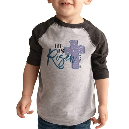 

7 ate 9 Apparel Kid s Happy Easter Shirts - He is Risen Cross Grey Shirt 5T