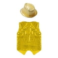 thumbnail image 4 of Alvivi Kids Boys Girls Sequined Shirt Vest for Hip-Hop Street Dance Performance Waistcoat with Hat Yellow 3-4, 4 of 7