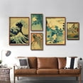 thumbnail image 4 of Póster de arte japonés vintage con vista nocturna del monte Kanagawa, la gran ola, la rana, el pájaro y la cascada, impresiones para decoración de la habitación del hogar, pintura de pared, 4 of 5