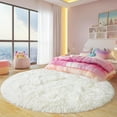 thumbnail image 2 of Qucyy Fluffy Round Rug 6Ft, Cream White Rugs for Bedroom, Shag Fuzzy Round Area Rug for Living Room, Shag Circle Rug, Plush Soft Carpet for Girls Boys Kids, Non Slip Rugs for Dorm, Room Decor Aesthe, 2 of 5