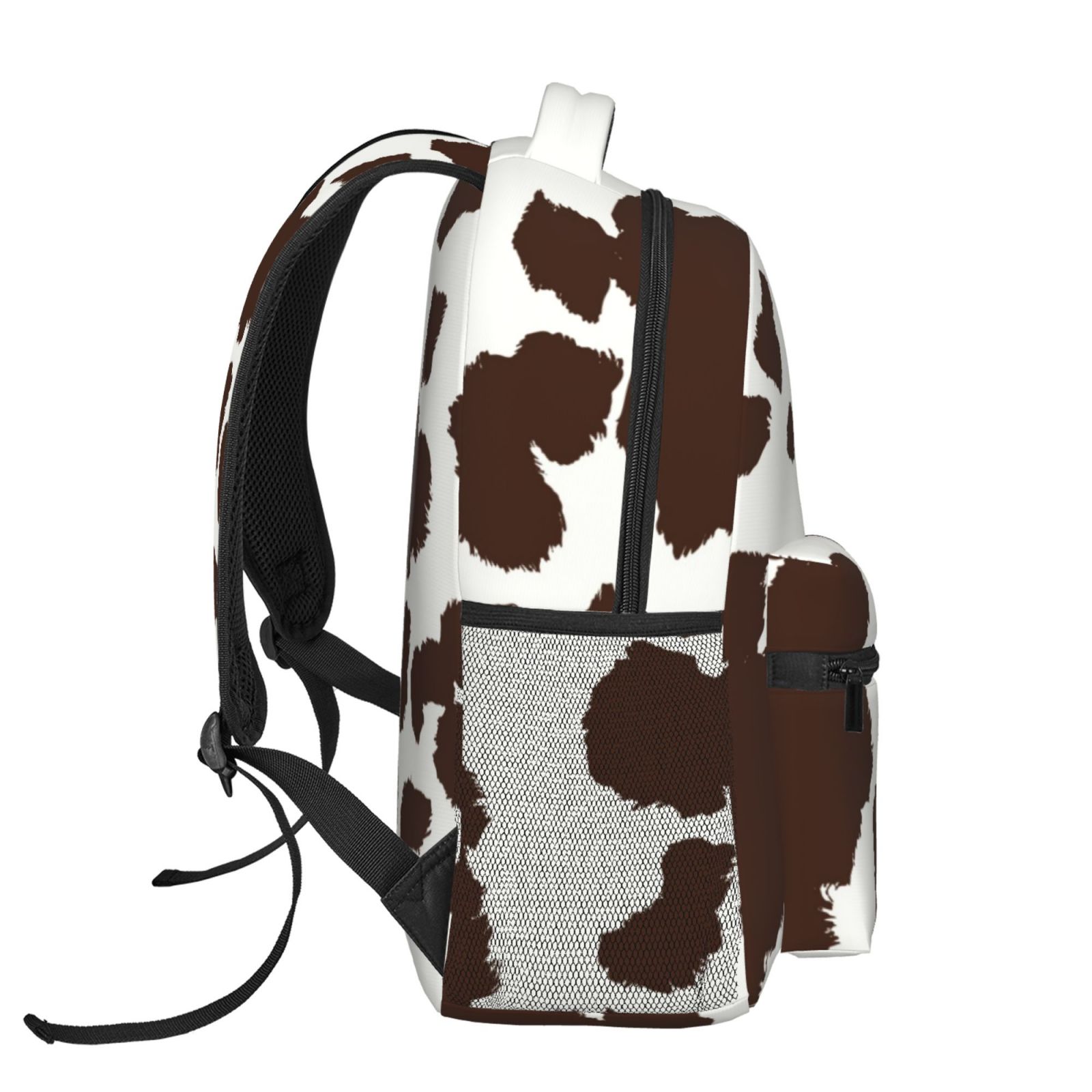 Ratiio Brown Cow Print Eco-Friendly Casual Backpack, Water-Resistant Polyester Canvas Daypack with Smooth Zippers, Comfortable & Durable Travel Bag with Laptop Compartment